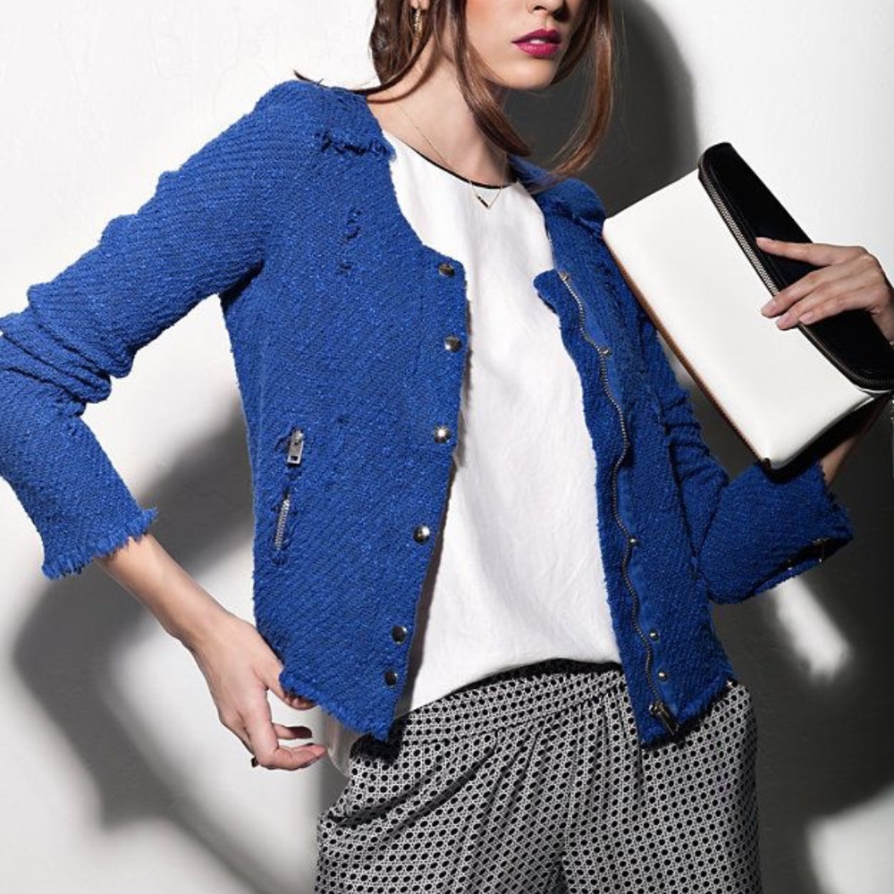 IRO Blue Agnette Tweed Blazer Sz1